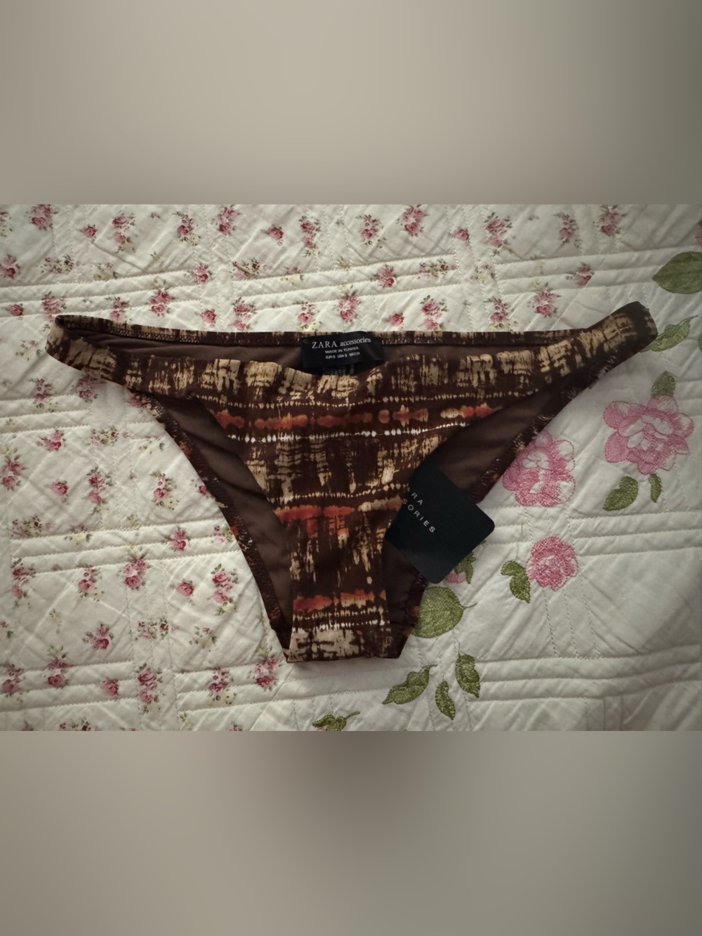 NWT Zara Women Brown and Rust Tie-Dye Swim Bottoms SZ small
